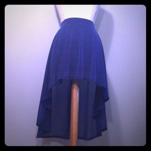 Vibrant blue sheer hi-low skirt